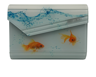 Candy Wallet In Chain, 200&euro;, Accesorios, Azul/Blanco/Naranja, Tafetán - Acetato, Vista frontal